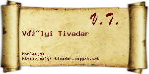 Vályi Tivadar névjegykártya